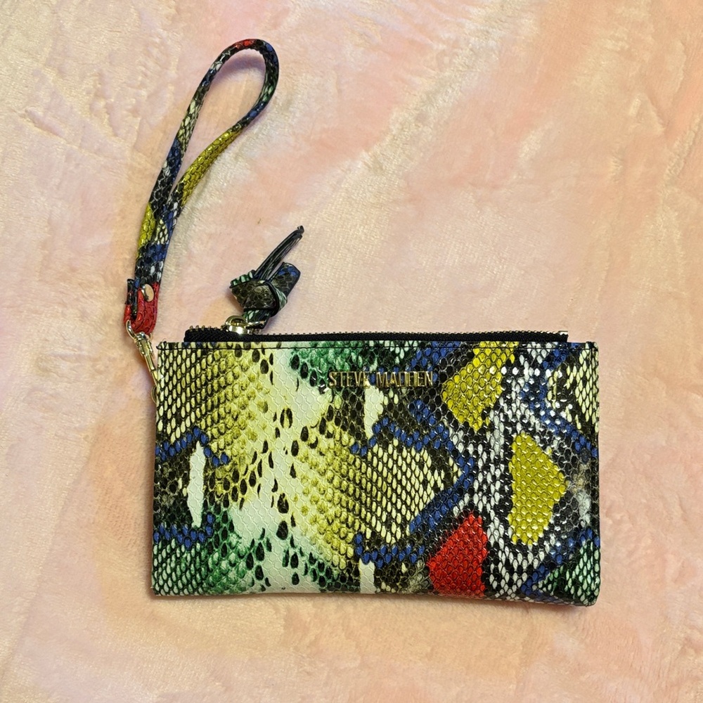 Steve Madden Colorblock Snake-Print Wristlet